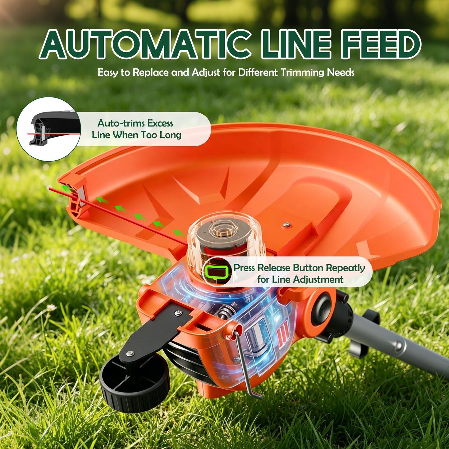 Electric Weed Wacker Cordless Battery Powered String Trimmer Weed Whacker |21V Grass Trimmer with 2× 2.0Ah Batteries Weedwacker 12" - Low Noise Ergonomic User Friendly Lawn Tool for Small Yard