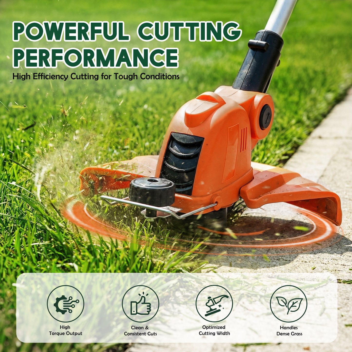 Electric Weed Wacker Cordless Battery Powered String Trimmer Weed Whacker |21V Grass Trimmer with 2× 2.0Ah Batteries Weedwacker 12" - Low Noise Ergonomic User Friendly Lawn Tool for Small Yard