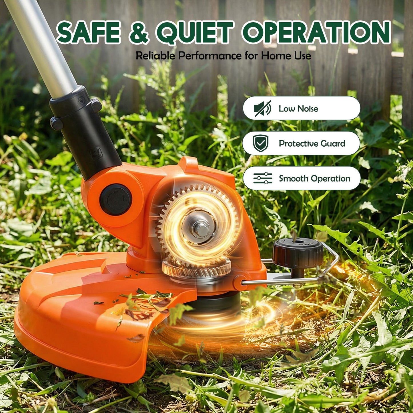 Electric Weed Wacker Cordless Battery Powered String Trimmer Weed Whacker |21V Grass Trimmer with 2× 2.0Ah Batteries Weedwacker 12" - Low Noise Ergonomic User Friendly Lawn Tool for Small Yard